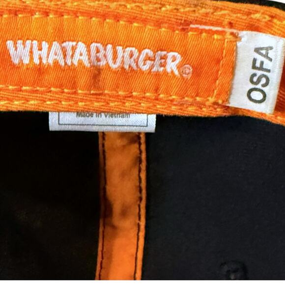 Whataburger Ball Cap Unisex Black Orange Embroidered Logo Staff Hat OSFM - Picture 6 of 9